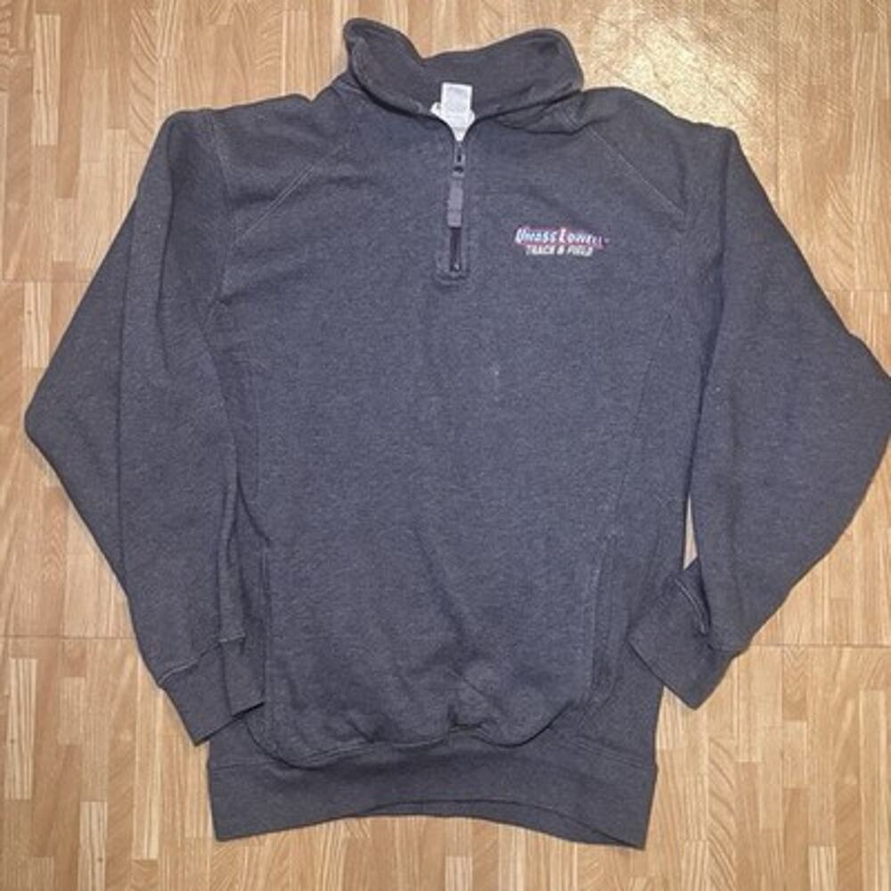 Badger Sport UMass Lowell Track & Field Gray Quarter Zip Pullover Sweatshirt S